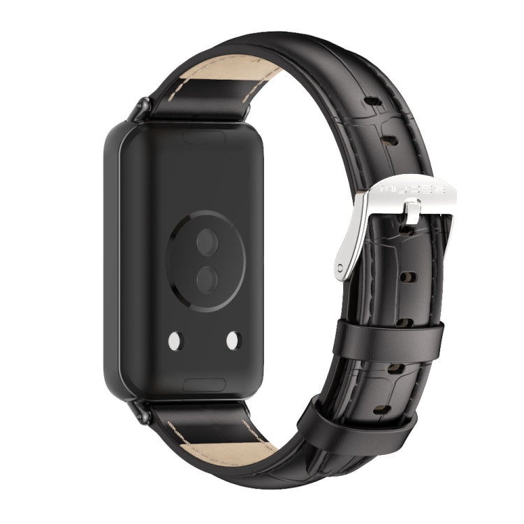 For Honor Band 10 / 9 MIJOBS Cowhide Leather Watch Band(Bamboo Black) - free shipping - PMc TechLife - Order now!