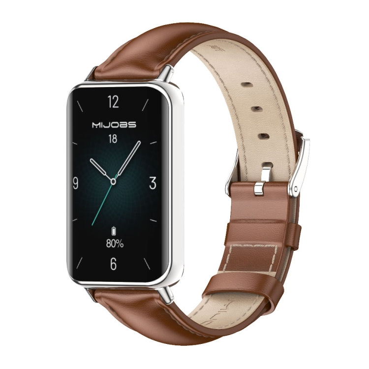 For Honor Band 10 / 9 MIJOBS Cowhide Leather Watch Band(Brown Silver) - free shipping - PMc TechLife - Order now!