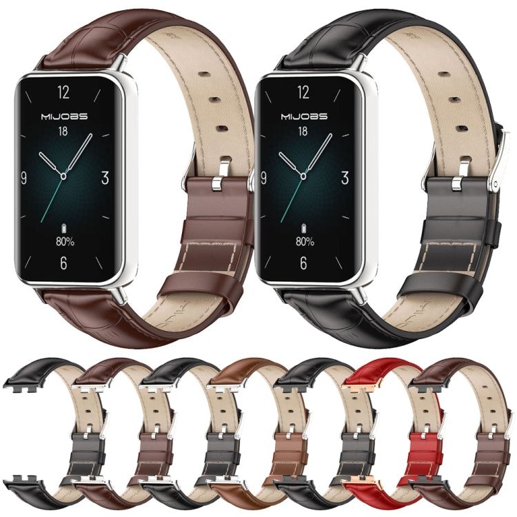 For Honor Band 10 / 9 MIJOBS Cowhide Leather Watch Band(Bamboo Coffee Black) - free shipping - PMc TechLife - Order now!