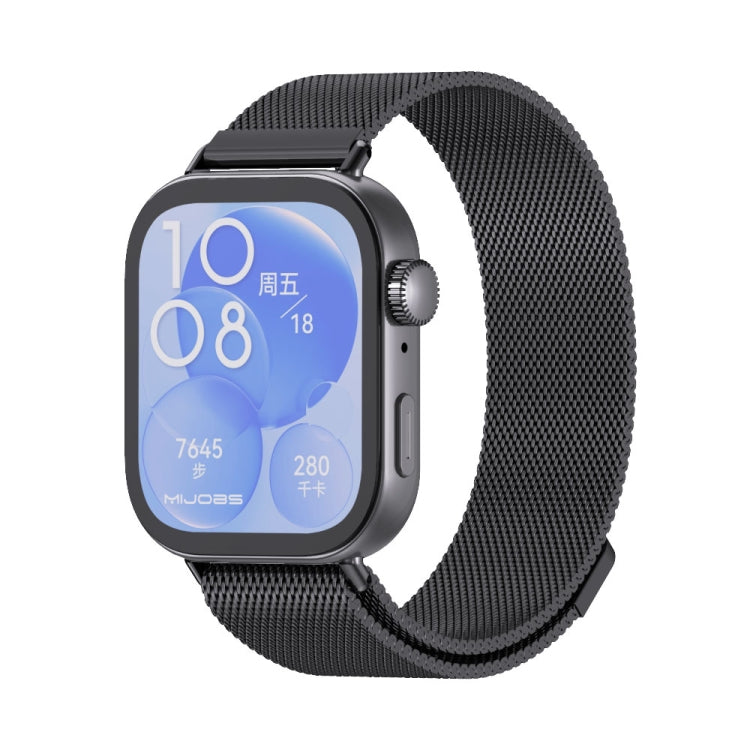 For Huawei Watch Fit3 MIJOBS Milan Magnetic Stainless Steel Watch Band(Black) - Watch Bands by MIJOBS | Online Shopping South Africa | PMc TechLife | Buy Now Pay Later Mobicred