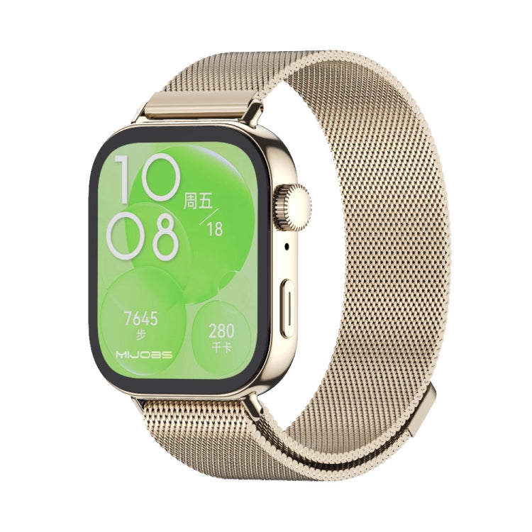 For Huawei Watch Fit3 MIJOBS Milan Magnetic Stainless Steel Watch Band(Light Gold) - free shipping - PMc TechLife - Order now!