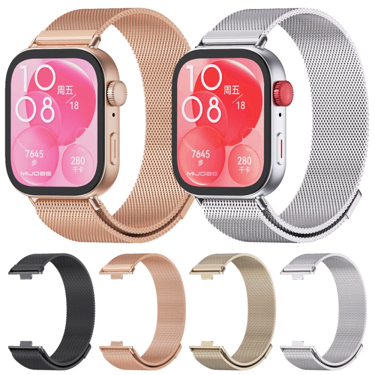 For Huawei Watch Fit3 MIJOBS Milan Magnetic Stainless Steel Watch Band(Light Gold) - free shipping - PMc TechLife - Order now!