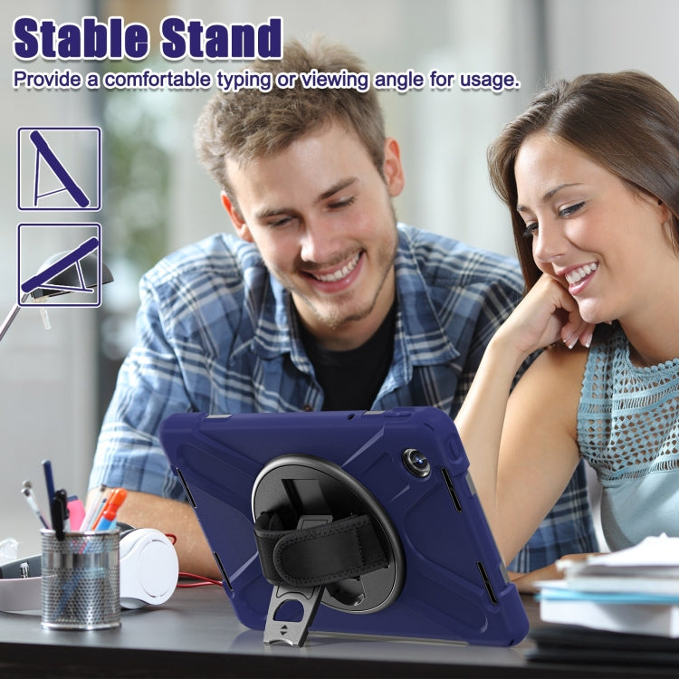 For Lenovo Tab M11 /Xiaoxin Pad 11 2024 Rotatable Holder Silicone Hybrid PC Tablet Case with Shoulder Strap(Navy Blue) - free shipping - PMC Jewellery - Order now!