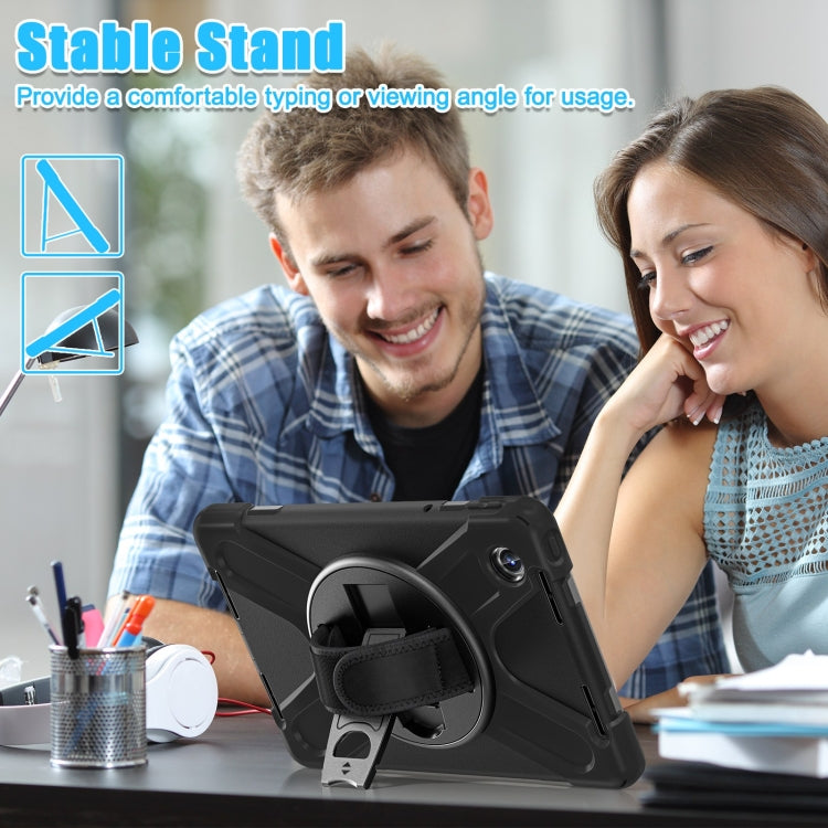 For Lenovo Tab M11 /Xiaoxin Pad 11 2024 Rotatable Holder Silicone Hybrid PC Tablet Case with Shoulder Strap(Black) - free shipping - PMC Jewellery - Order now!