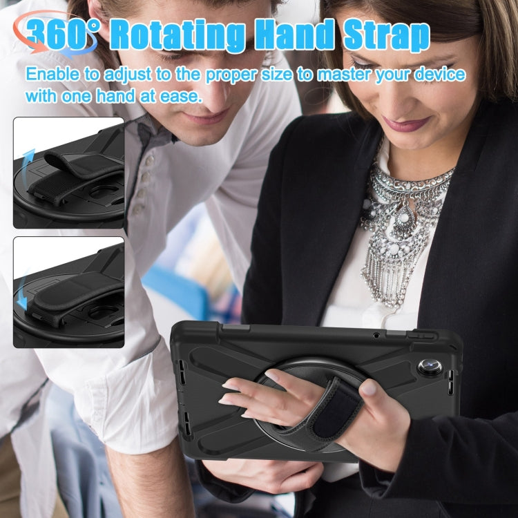 For Lenovo Tab M11 /Xiaoxin Pad 11 2024 Rotatable Holder Silicone Hybrid PC Tablet Case with Shoulder Strap(Black) - free shipping - PMC Jewellery - Order now!