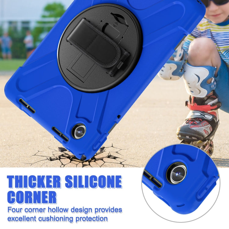 For Lenovo Tab M11 /Xiaoxin Pad 11 2024 Rotatable Holder Silicone Hybrid PC Tablet Case with Shoulder Strap(Blue) - free shipping - PMC Jewellery - Order now!