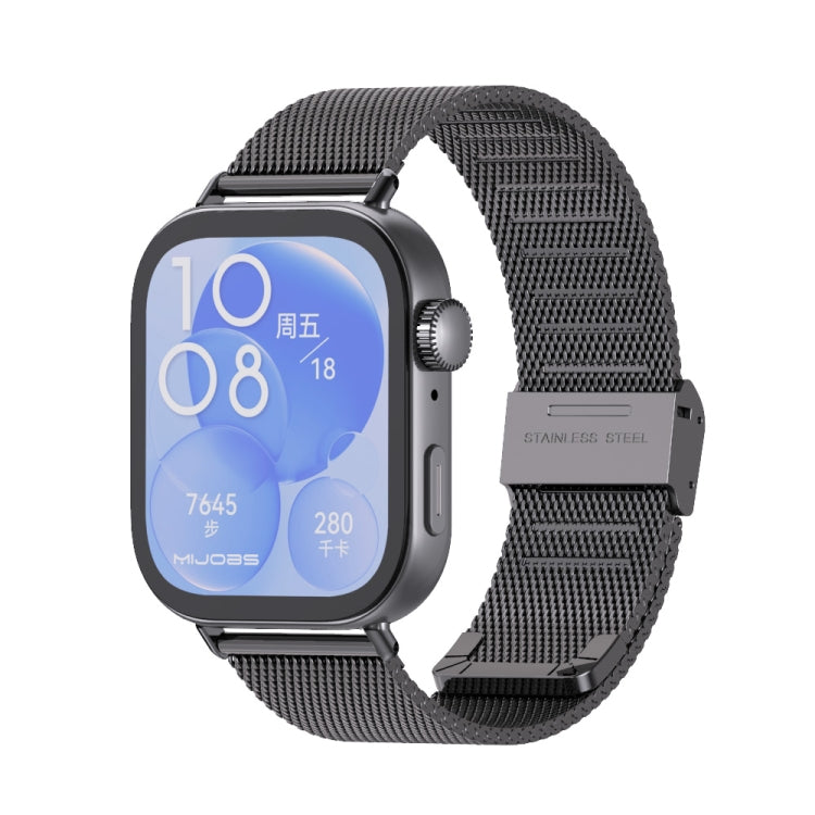 For Huawei Watch Fit3 MIJOBS Milan Buckle Stainless Steel Watch Band(Black) - Watch Bands by MIJOBS | Online Shopping South Africa | PMc TechLife | Buy Now Pay Later Mobicred