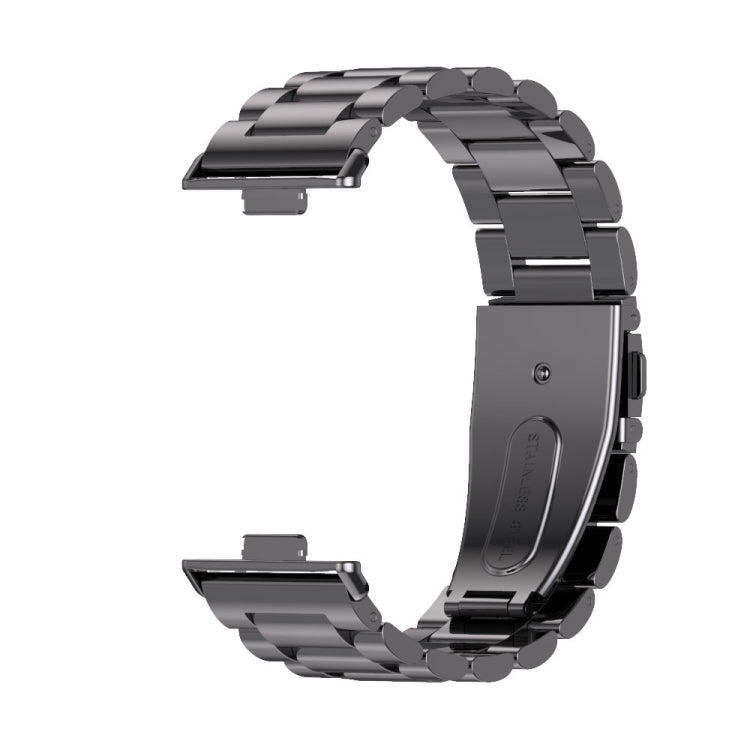 For Huawei Watch Fit3 MIJOBS Three-Beads Stainless Steel Watch Band(Black) - Watch Bands by MIJOBS | Online Shopping South Africa | PMc TechLife | Buy Now Pay Later Mobicred