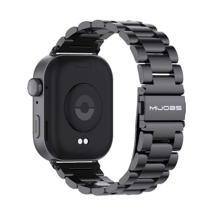 For Huawei Watch Fit3 MIJOBS Three-Beads Stainless Steel Watch Band(Black) - Watch Bands by MIJOBS | Online Shopping South Africa | PMc TechLife | Buy Now Pay Later Mobicred