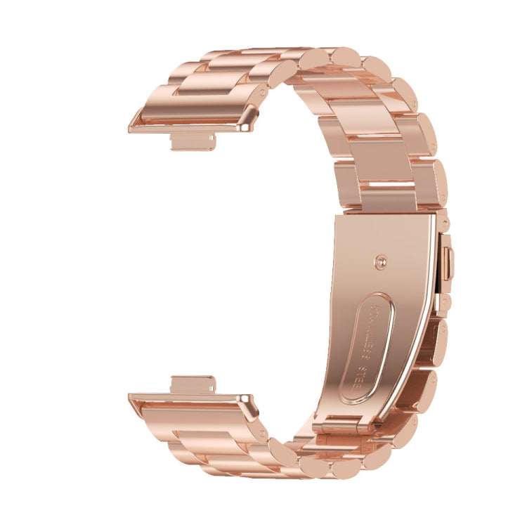 For Huawei Watch Fit3 MIJOBS Three-Beads Stainless Steel Watch Band(Rose Gold) - free shipping - PMc TechLife - Order now!