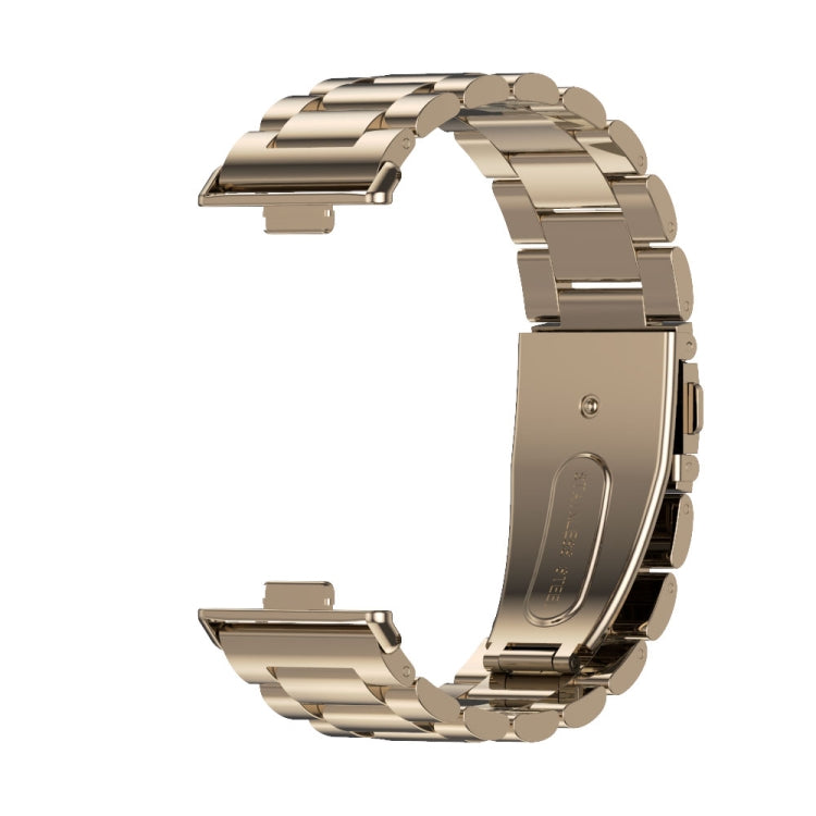 For Huawei Watch Fit3 MIJOBS Three-Beads Stainless Steel Watch Band(Light Gold) - Watch Bands by MIJOBS | Online Shopping South Africa | PMc TechLife | Buy Now Pay Later Mobicred