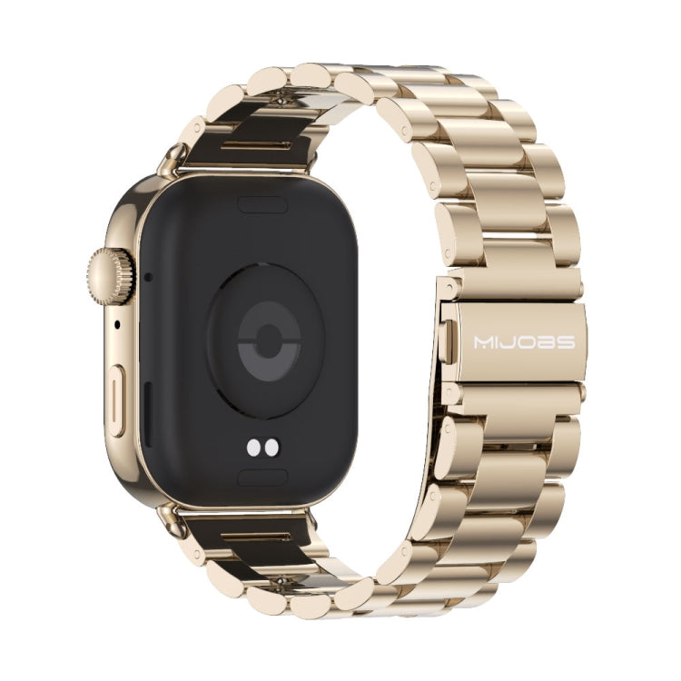 For Huawei Watch Fit3 MIJOBS Three-Beads Stainless Steel Watch Band(Light Gold) - Watch Bands by MIJOBS | Online Shopping South Africa | PMc TechLife | Buy Now Pay Later Mobicred