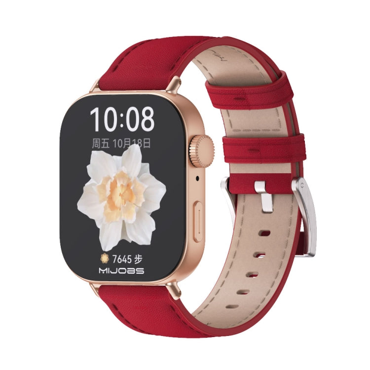 For Huawei Watch Fit3 MIJOBS Genuine Leather Watch Band(Red Rose Gold) - free shipping - PMc TechLife - Order now!