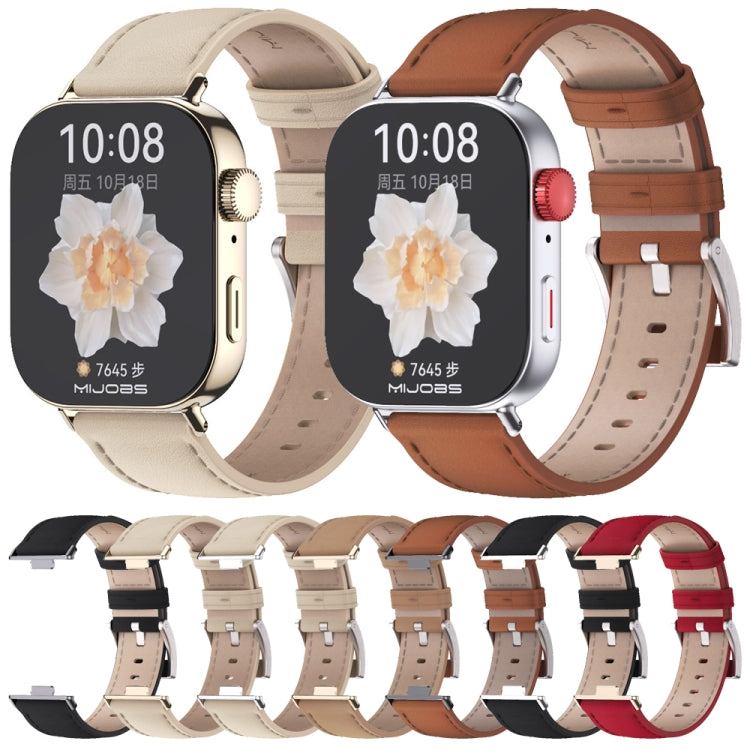 For Huawei Watch Fit3 MIJOBS Genuine Leather Watch Band(Black) - Watch Bands by MIJOBS | Online Shopping South Africa | PMc TechLife | Buy Now Pay Later Mobicred