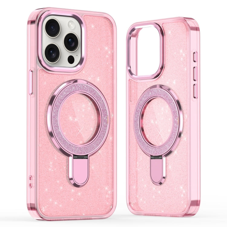 For iPhone 16 Pro Max Glitter Ring Holder MagSafe Phone Case(Pink) - iPhone 16 Pro Max Cases by PMC TechLife | Online Shopping South Africa | PMC TechLife | Buy Now Pay Later Mobicred