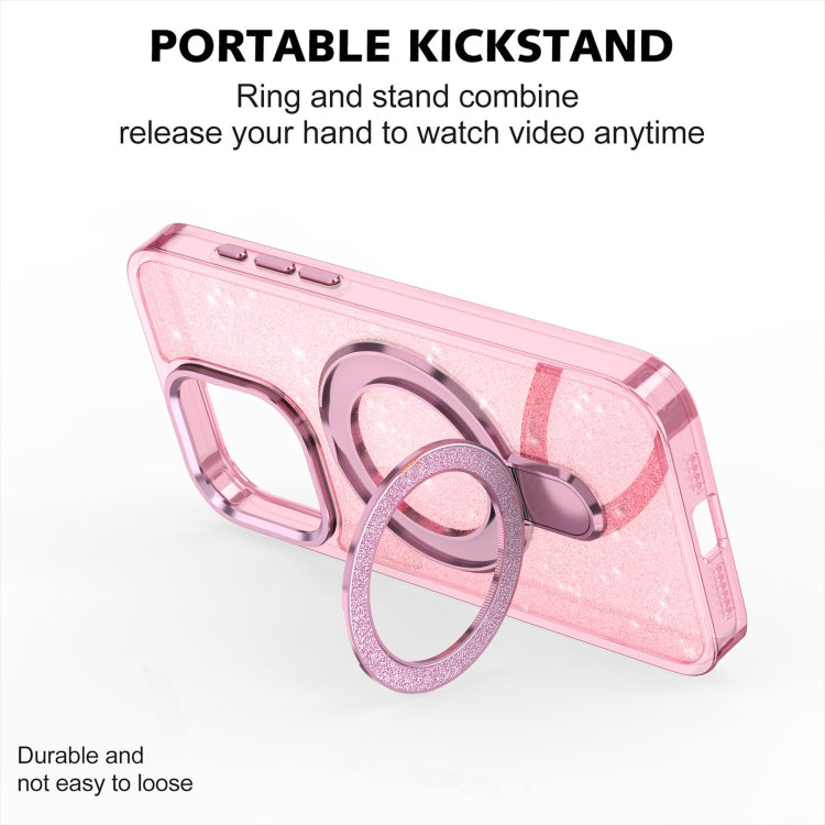 For iPhone 16 Pro Glitter Ring Holder MagSafe Phone Case(Purple) - iPhone 16 Pro Cases by PMC TechLife | Online Shopping South Africa | PMC TechLife | Buy Now Pay Later Mobicred