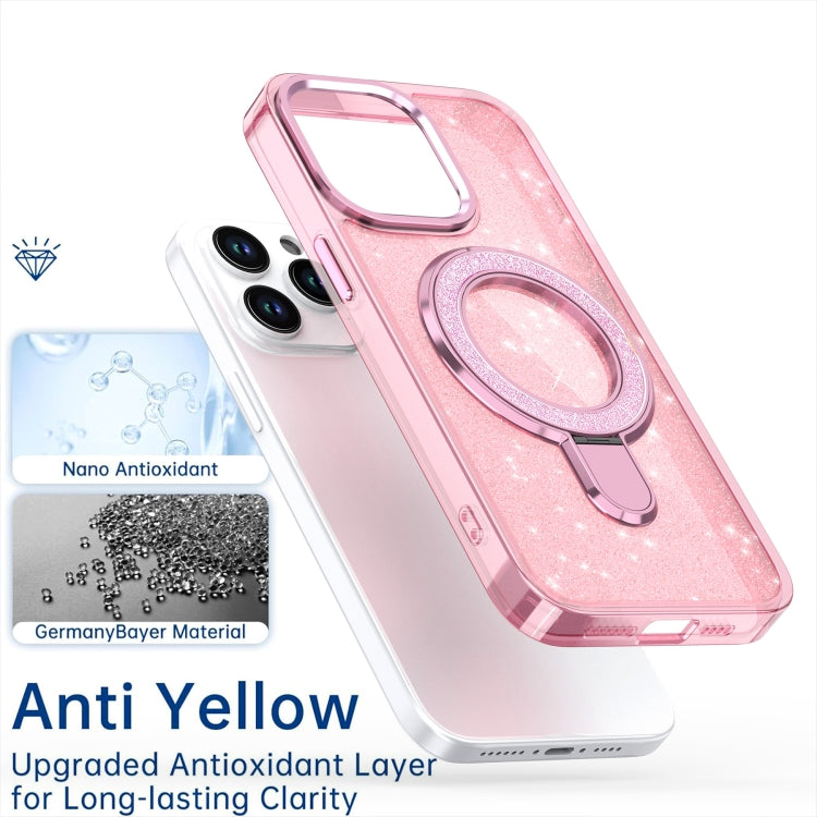 For iPhone 16 Pro Max Glitter Ring Holder MagSafe Phone Case(Pink) - iPhone 16 Pro Max Cases by PMC TechLife | Online Shopping South Africa | PMC TechLife | Buy Now Pay Later Mobicred