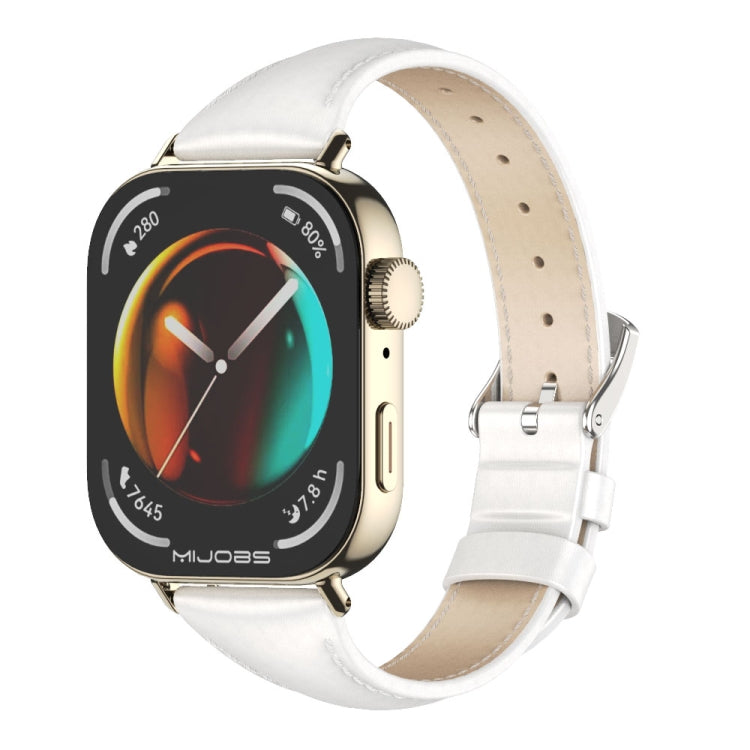 For Huawei Watch Fit3 MIJOBS Slim Genuine Leather Watch Band(White Light Gold) - free shipping - PMC TechLife - Order now!