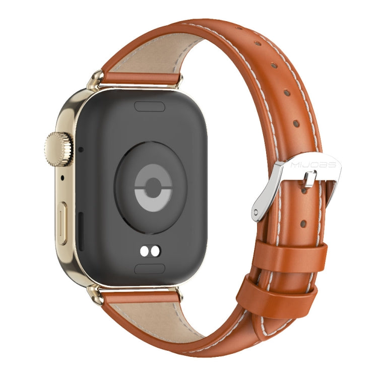 For Huawei Watch Fit3 MIJOBS Slim Genuine Leather Watch Band(Orange Light Gold) - free shipping - PMC TechLife - Order now!