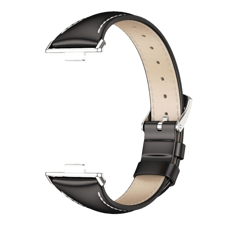 For Huawei Watch Fit3 MIJOBS Slim Genuine Leather Watch Band(Black Silver) - free shipping - PMC TechLife - Order now!