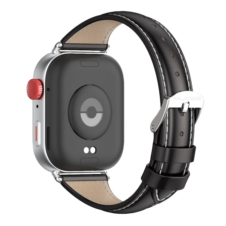 For Huawei Watch Fit3 MIJOBS Slim Genuine Leather Watch Band(Black Silver) - free shipping - PMC TechLife - Order now!