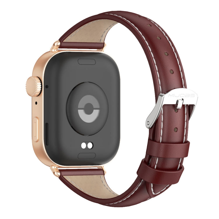 For Huawei Watch Fit3 MIJOBS Slim Genuine Leather Watch Band(Wine Red Rose Gold) - free shipping - PMC TechLife - Order now!