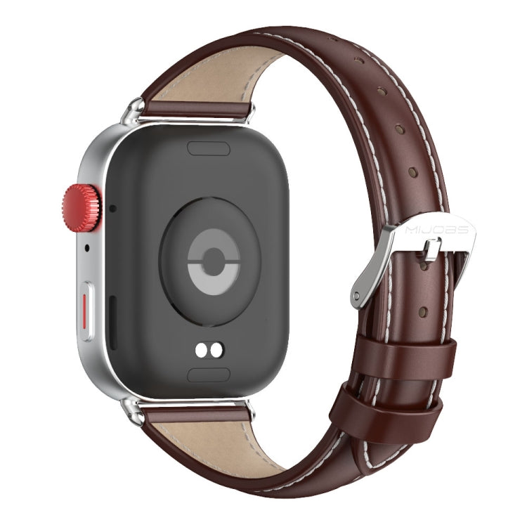 For Huawei Watch Fit3 MIJOBS Slim Genuine Leather Watch Band(Coffee Silver) - free shipping - PMC TechLife - Order now!