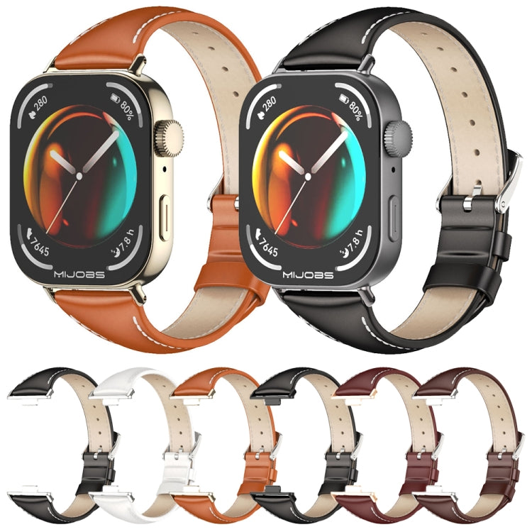 For Huawei Watch Fit3 MIJOBS Slim Genuine Leather Watch Band(White Light Gold) - free shipping - PMC TechLife - Order now!