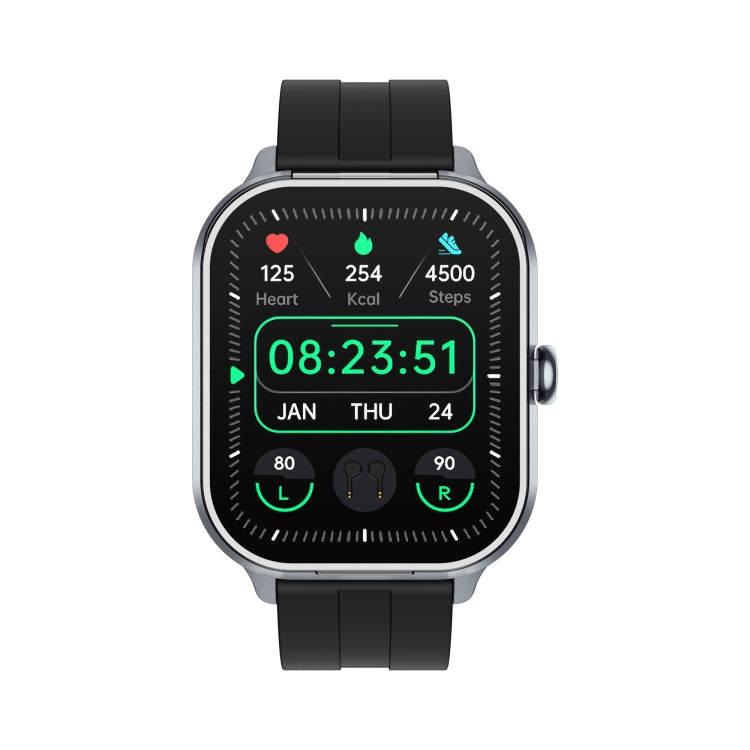 D8 Pro 2.01 inch 2 in 1 Bluetooth Earphone Silicone Strap Smart Watch, Support NFC with Cover(Space Grey) - Smart Watches by PMC TechLife | Online Shopping South Africa | PMC TechLife | Buy Now Pay Later Mobicred