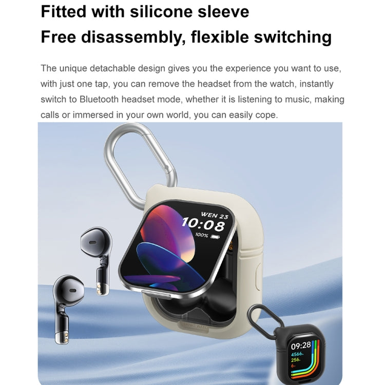 D8 Pro 2.01 inch 2 in 1 Bluetooth Earphone Silicone Strap Smart Watch, Support NFC with Cover(Space Grey) - Smart Watches by PMC TechLife | Online Shopping South Africa | PMC TechLife | Buy Now Pay Later Mobicred