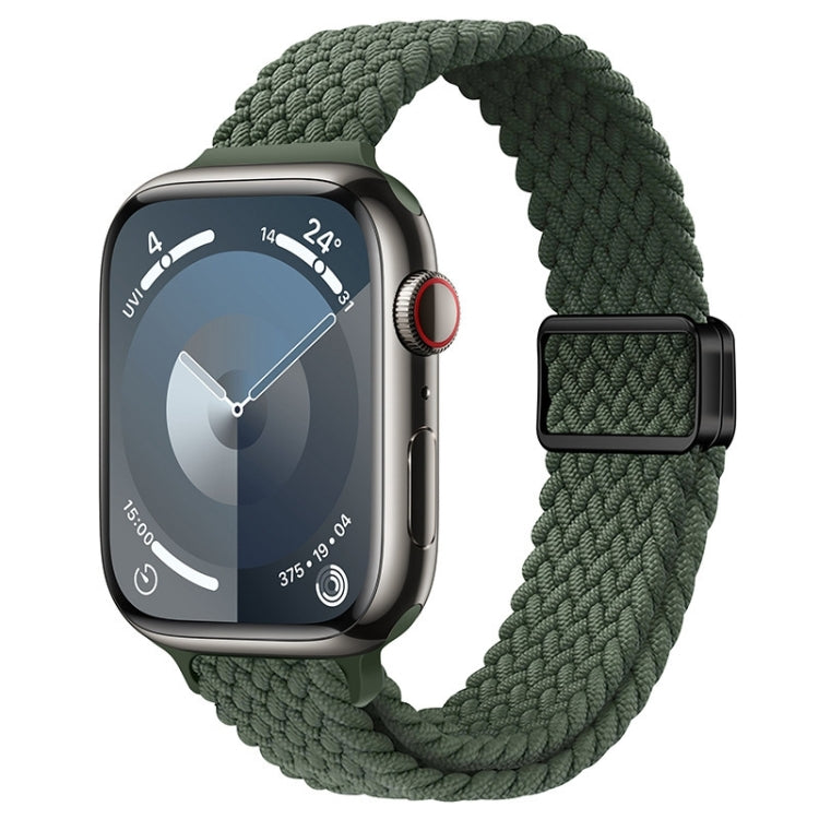 For Apple Watch Series 8 41mm Slim Magnetic Buckle Nylon Braided Watch Band(Dark Olive Green) - free shipping - PMc TechLife - Order now!