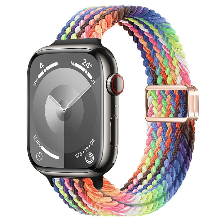 For Apple Watch SE 2022 40mm Slim Magnetic Buckle Nylon Braided Watch Band(Radiant New Rainbow) - free shipping - PMc TechLife - Order now!