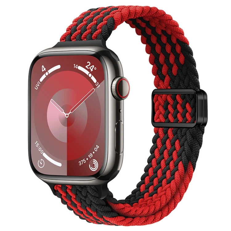 For Apple Watch Series 7 41mm Slim Magnetic Buckle Nylon Braided Watch Band(Z Pattern Black Red) - free shipping - PMc TechLife - Order now!