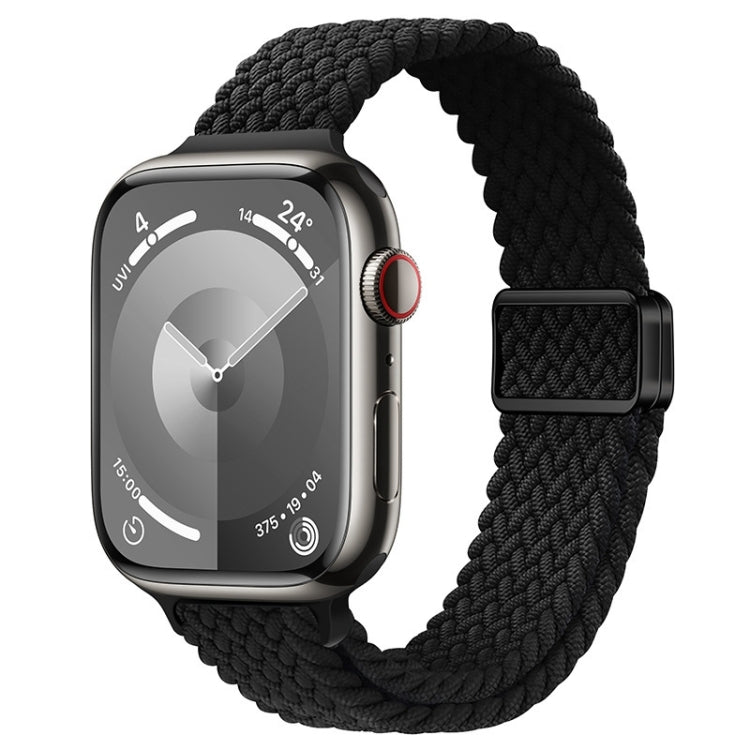 For Apple Watch SE 44mm Slim Magnetic Buckle Nylon Braided Watch Band(Black) - free shipping - PMc TechLife - Order now!