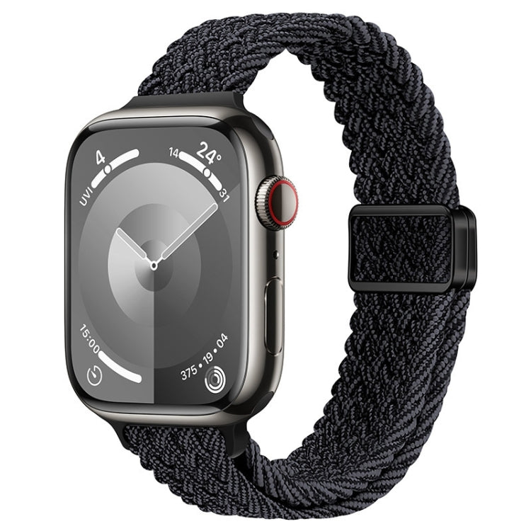 For Apple Watch Series 4 44mm Slim Magnetic Buckle Nylon Braided Watch Band(Black Grey) - free shipping - PMc TechLife - Order now!