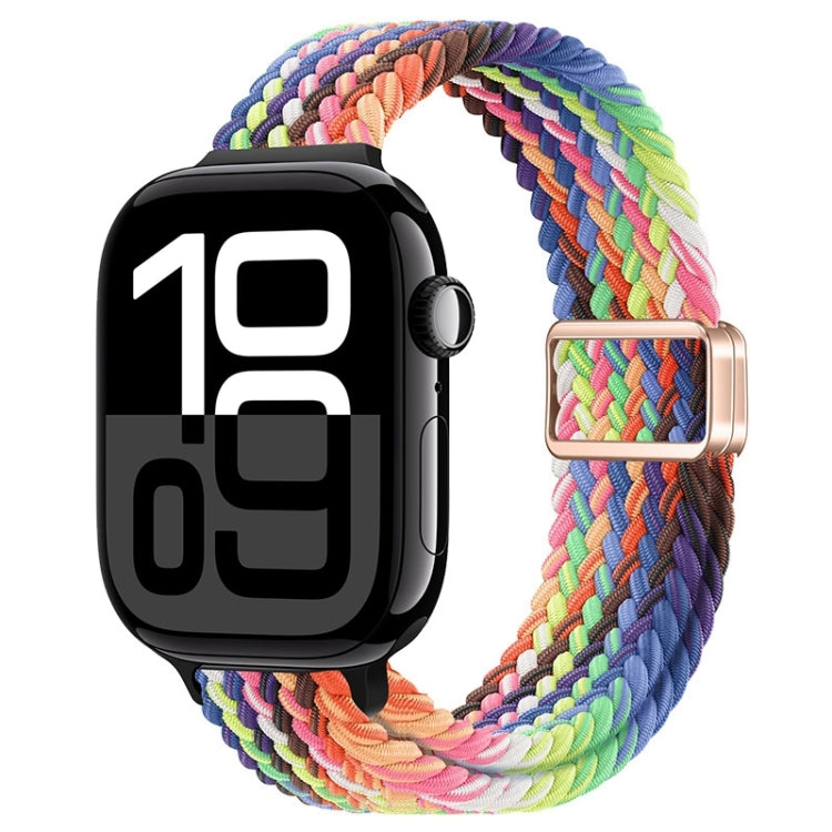For Apple Watch Series 10 42mm Slim Magnetic Buckle Nylon Braided Watch Band(Radiant New Rainbow) - free shipping - PMc TechLife - Order now!