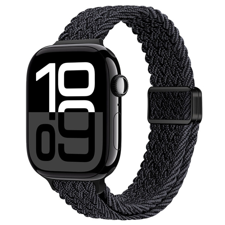 For Apple Watch Series 10 42mm Slim Magnetic Buckle Nylon Braided Watch Band(Black Grey) - free shipping - PMc TechLife - Order now!