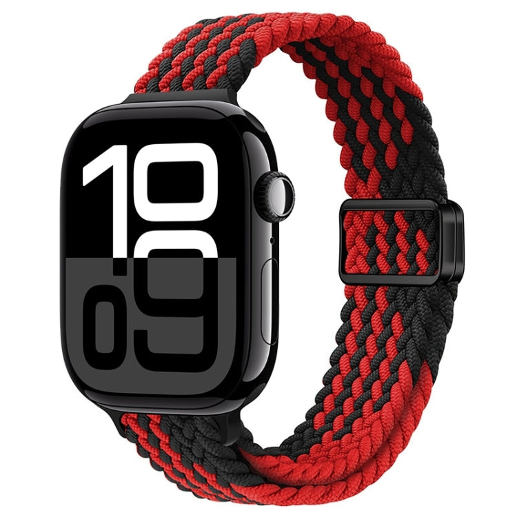 For Apple Watch Series 10 46mm Slim Magnetic Buckle Nylon Braided Watch Band(Z Pattern Black Red) - free shipping - PMc TechLife - Order now!