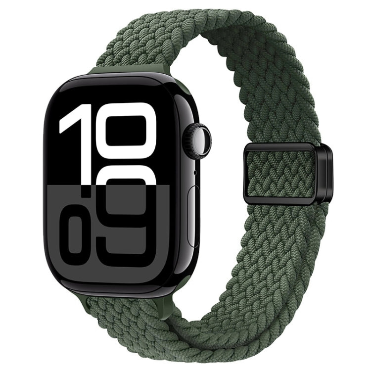 For Apple Watch Series 10 46mm Slim Magnetic Buckle Nylon Braided Watch Band(Dark Olive Green) - free shipping - PMc TechLife - Order now!