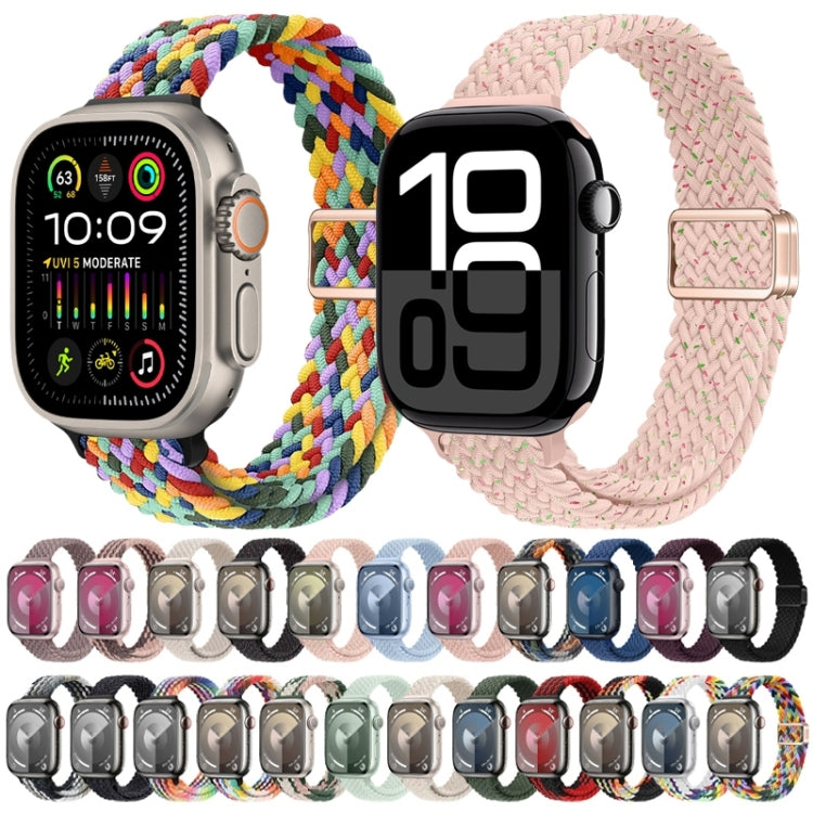 For Apple Watch Series 6 40mm Slim Magnetic Buckle Nylon Braided Watch Band(Z Pattern White Rainbow) - free shipping - PMc TechLife - Order now!