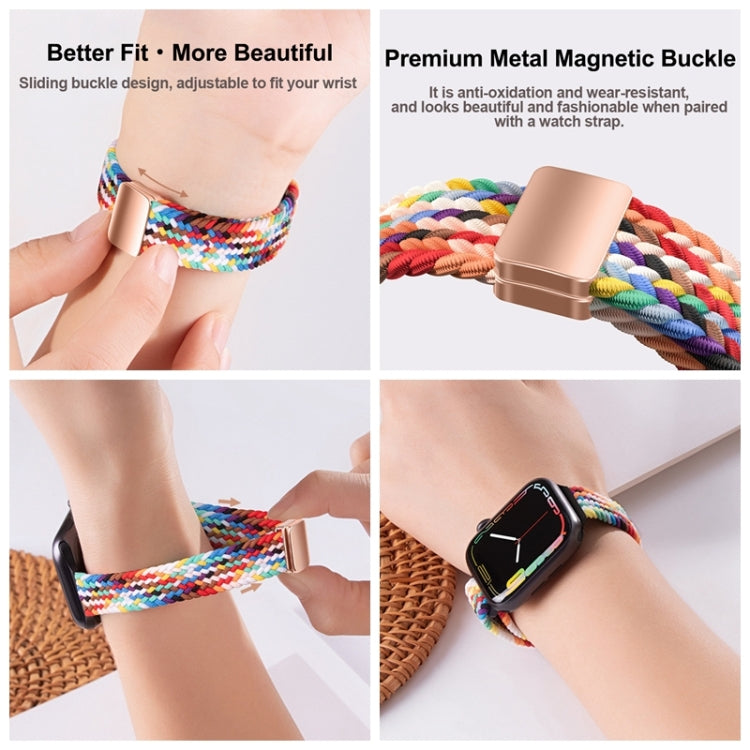 For Apple Watch Series 8 45mm Slim Magnetic Buckle Nylon Braided Watch Band(W Pattern Colorful) - free shipping - PMc TechLife - Order now!