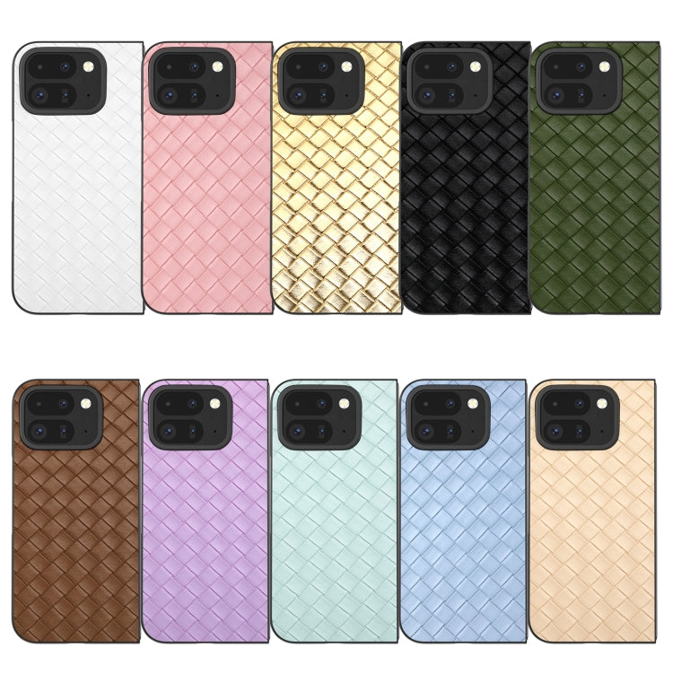 For Google Pixel 9 Pro Fold Black Frame Woven Texture PU Phone Case(Gold) - Google Cases by PMC TechLife | Online Shopping South Africa | PMC TechLife | Buy Now Pay Later Mobicred