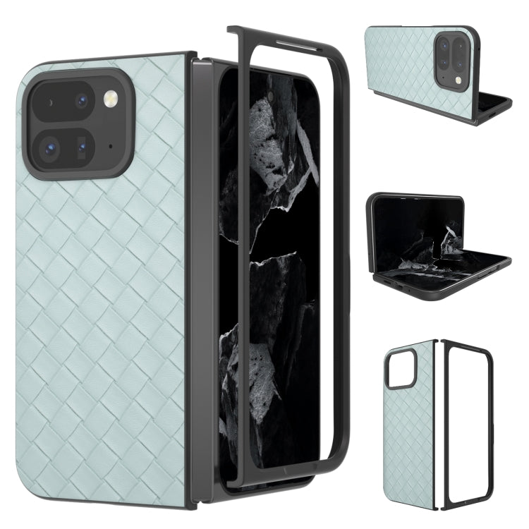 For Google Pixel 9 Pro Fold Black Frame Woven Texture PU Phone Case(Light Blue) - Google Cases by PMC TechLife | Online Shopping South Africa | PMC TechLife | Buy Now Pay Later Mobicred