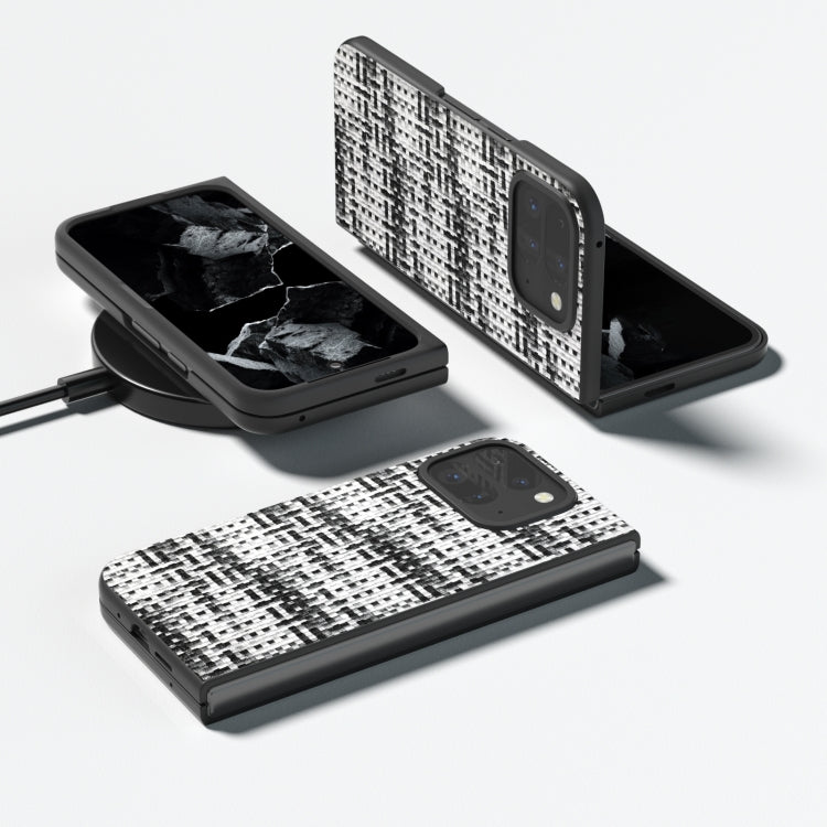 For Google Pixel 9 Pro Fold Black Frame Color Lattice Texture PU Phone Case(Black) - Google Cases by PMC TechLife | Online Shopping South Africa | PMC TechLife | Buy Now Pay Later Mobicred