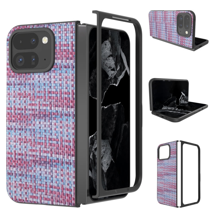 For Google Pixel 9 Pro Fold Black Frame Color Lattice Texture PU Phone Case(Purple) - Google Cases by PMC TechLife | Online Shopping South Africa | PMC TechLife | Buy Now Pay Later Mobicred