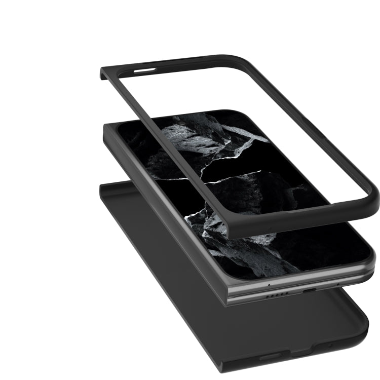 For Google Pixel 9 Pro Fold ABEEL Genuine Leather Crocodile Pattern Black Edge Phone Case(Black) - Google Cases by PMC TechLife | Online Shopping South Africa | PMC TechLife | Buy Now Pay Later Mobicred