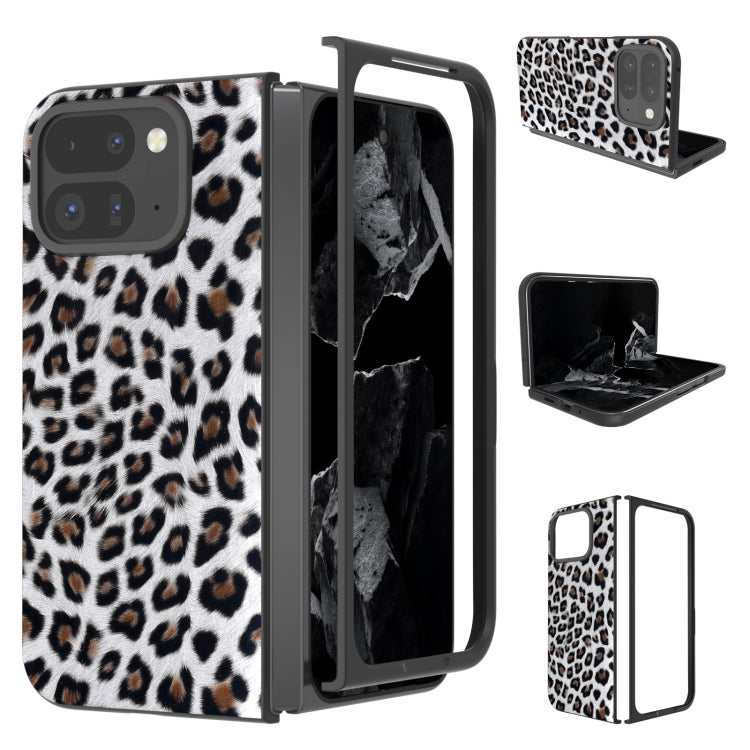 For Google Pixel 9 Pro Fold Black Frame Leopard Full Coverage Phone Case(Silver Leopard) - Google Cases by PMC TechLife | Online Shopping South Africa | PMC TechLife | Buy Now Pay Later Mobicred