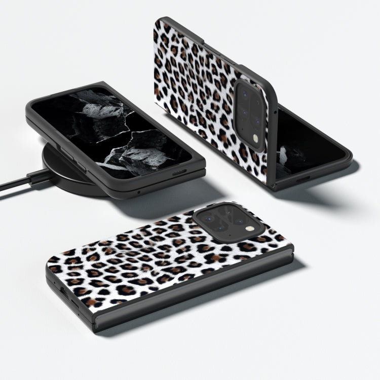 For Google Pixel 9 Pro Fold Black Frame Leopard Full Coverage Phone Case(Silver Leopard) - Google Cases by PMC TechLife | Online Shopping South Africa | PMC TechLife | Buy Now Pay Later Mobicred