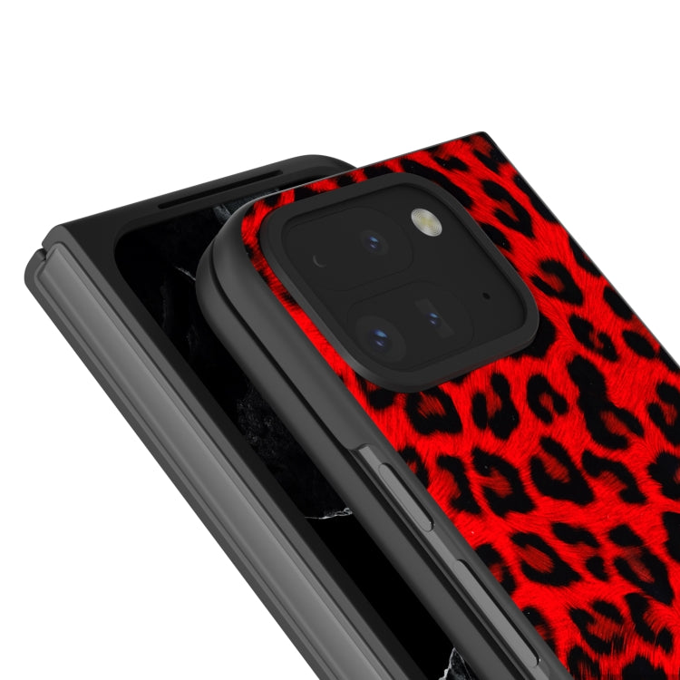 For Google Pixel 9 Pro Fold Black Frame Leopard Full Coverage Phone Case(Red Leopard) - Google Cases by PMC TechLife | Online Shopping South Africa | PMC TechLife | Buy Now Pay Later Mobicred