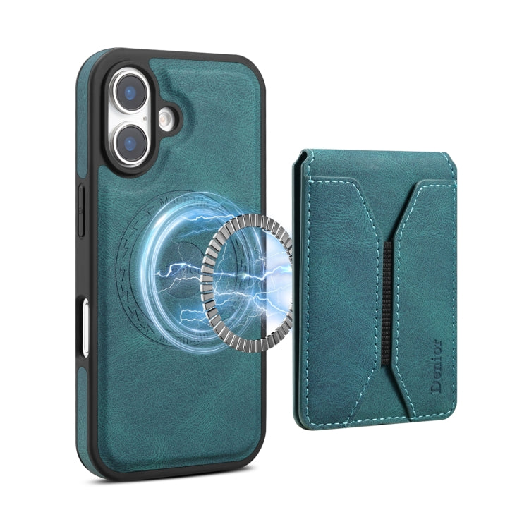 For iPhone 16 Denior D17 Skin Feel MagSafe Detachable Card Slot Phone Case(Blue) - iPhone 16 Cases by Denior | Online Shopping South Africa | PMC TechLife | Buy Now Pay Later Mobicred